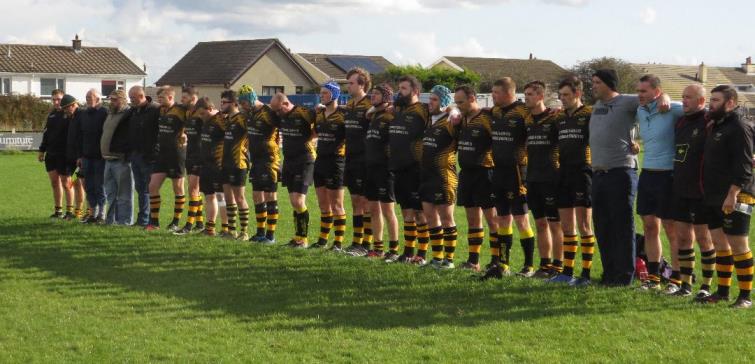 Minutes silence for Johnny James by Llangwm RFC